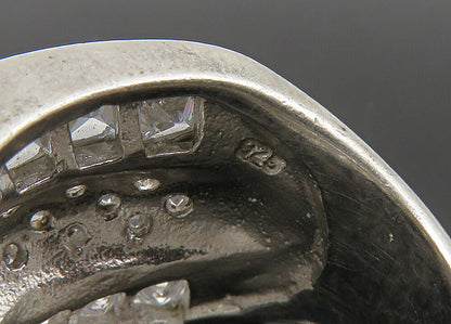 925 Sterling Silver  Vintage Sparkling Cubic Zirconia Band Ring Sz 7  RG22199