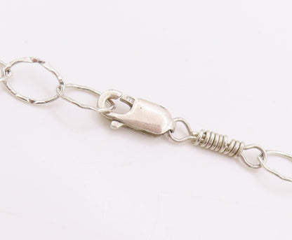 925 Sterling Silver Vintage Necklace Modernist  Floral & Rectangle Cutout NE4580