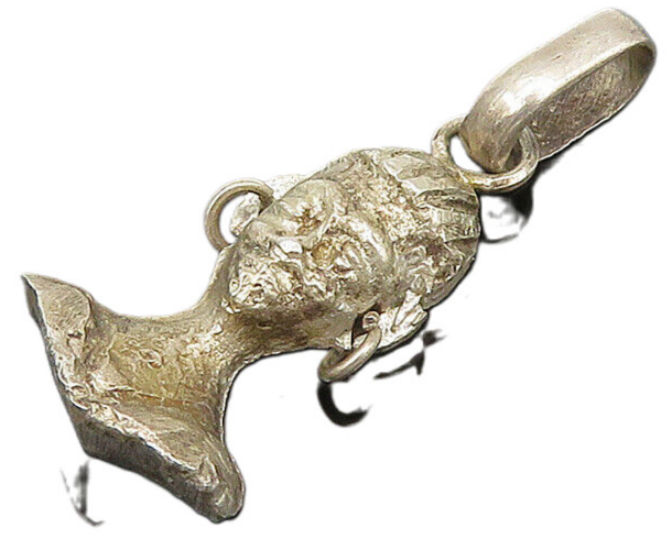 925 Sterling Silver  Vintage Dark Tone Goddess Motif Head Pendant  PT20009
