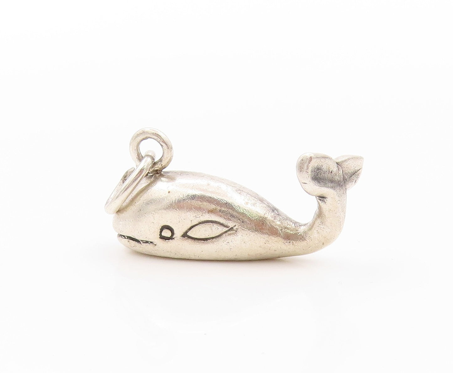 925 Sterling Silver Vintage Pendant Minimalist Whale Charm  PT24111