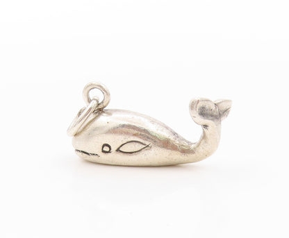 925 Sterling Silver Vintage Pendant Minimalist Whale Charm  PT24111