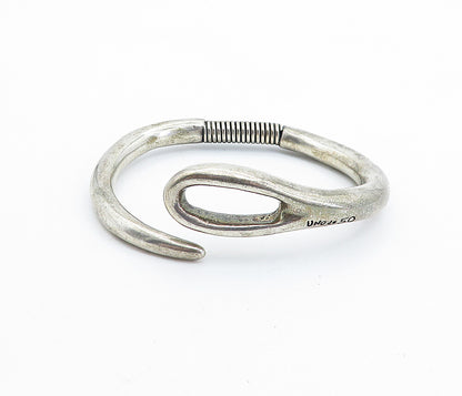 UNODE50 925 Sterling Silver Vintage Flexible Loop Bypass Cuff Bracelet BT2532