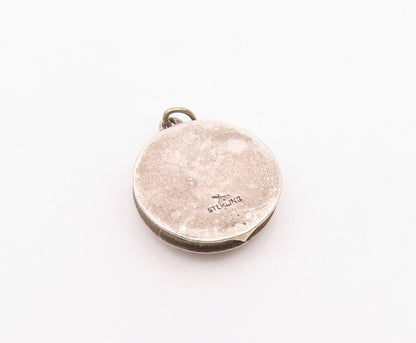925 Sterling Silver  Vintage Round Roulette Table Oxidized Pendant  PT17382