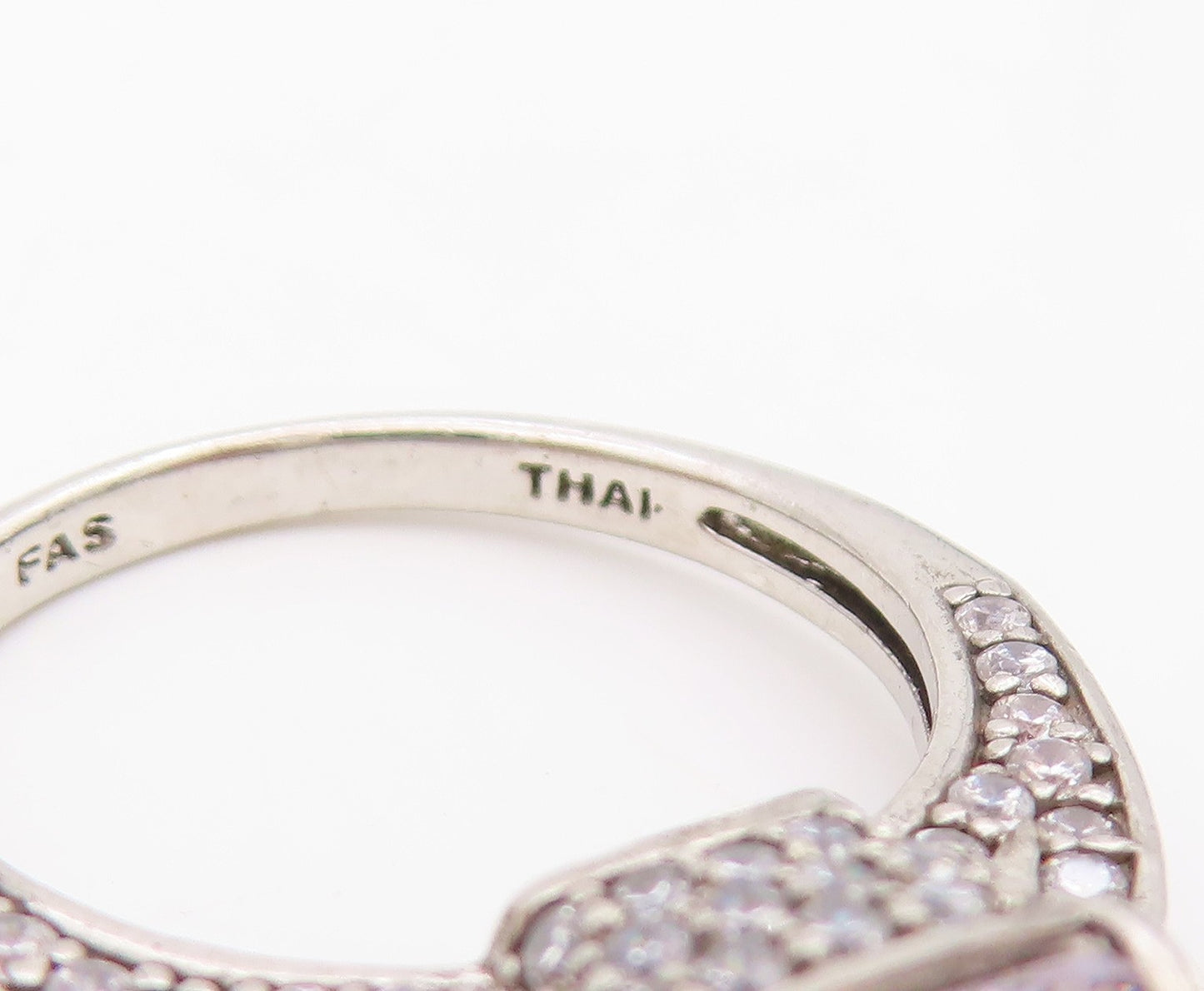 925 Sterling Silver Vintage Ring Minimalist CZ Statement Band  Sz 6  RG36265