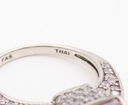 925 Sterling Silver Vintage Ring Minimalist CZ Statement Band  Sz 6  RG36265