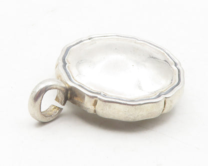 925 Sterling Silver  Vintage Shiny Smooth Hollow Round Drop Pendant  PT9699