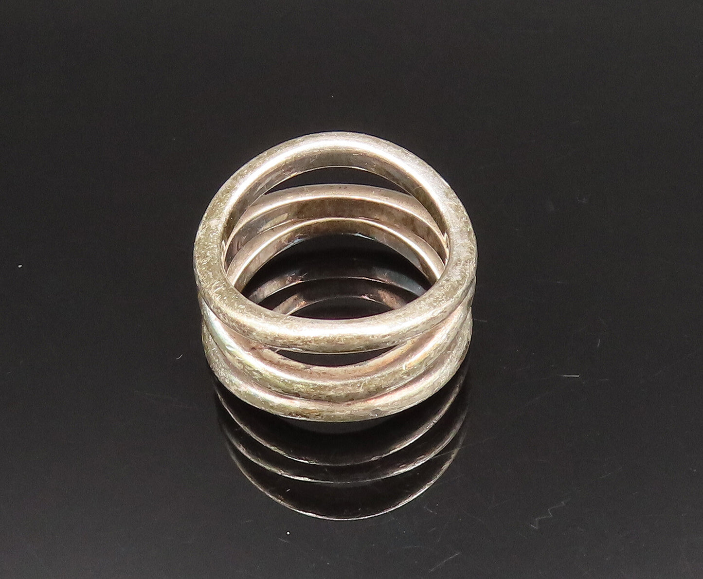 EMPORIO ARMANI 925 Silver  Vintage Modernist Wavy Open Band Ring Sz 7  RG25717