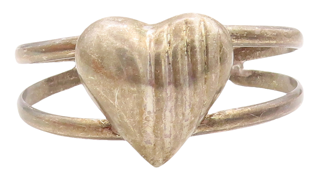 MEXICO 925 Sterling Silver Vintage Dark Tone Love Heart Cuff Bracelet BT2046