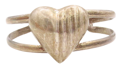 MEXICO 925 Sterling Silver Vintage Dark Tone Love Heart Cuff Bracelet BT2046