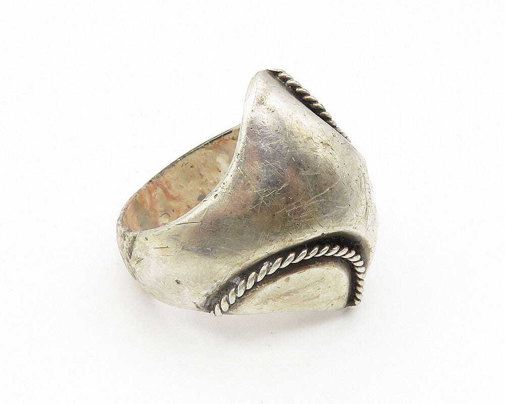 925 Sterling Silver  Vintage Twist Detail Hollow Band Ring Sz 6  RG10217
