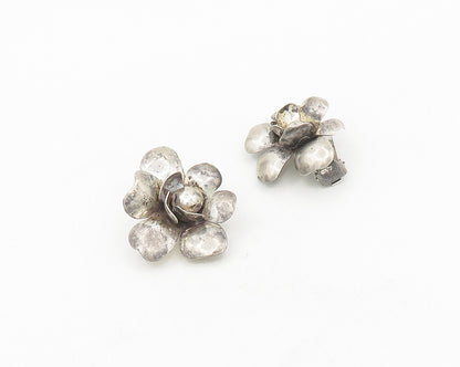 NAPIER 925 Sterling Silver  Vintage Shiny Flower Non Pierce Earrings  EG9423