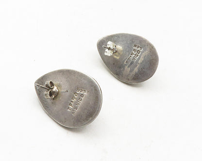 MEXICO 925 Sterling Silver  Vintage Black Onyx Tear Drop Earrings  EG5231
