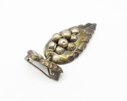 MEXICO 925 Sterling Silver  Vintage Dark Tone Grape Bunch Brooch Pin  BP5752