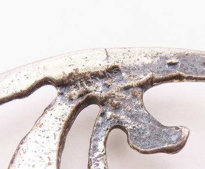 925 Sterling Silver  Vintage Antique Floral Swirl Round Brooch Pin  BP7047