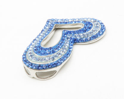 925 Sterling Silver  Sparkling Blue Topaz Open Love Heart Pendant  PT10866