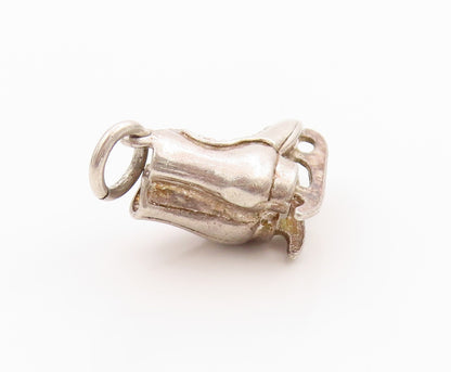 925 Sterling Silver Vintage Pendant Etched Figure Skating Boot Charm  PT24981