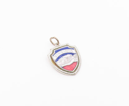 925 Sterling Silver  Vintage Enamel Virginia Shield Souvenir Pendant  PT16721