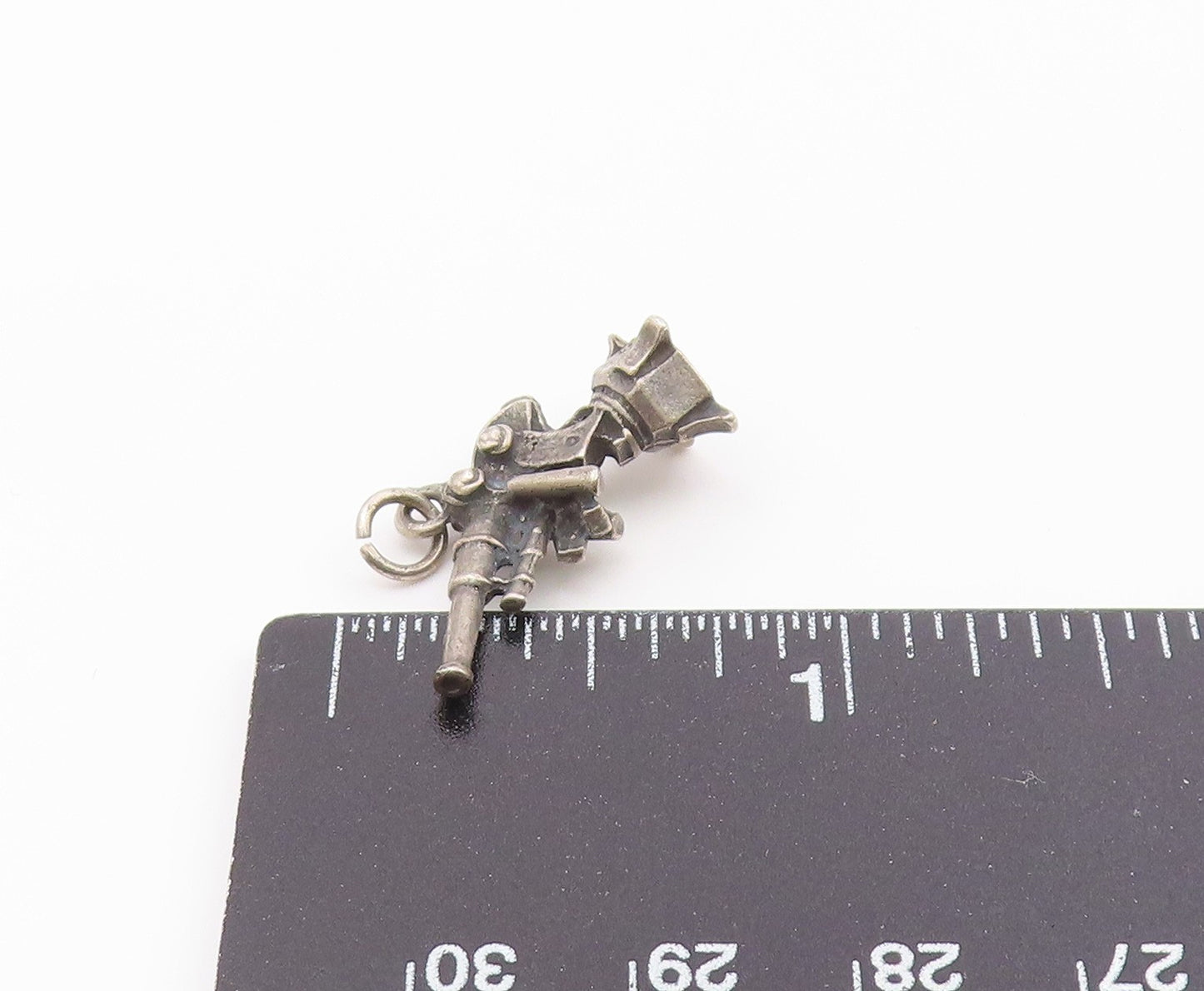925 Sterling Silver  Vintage Missile Launcher Motif Charm Pendant  PT21837