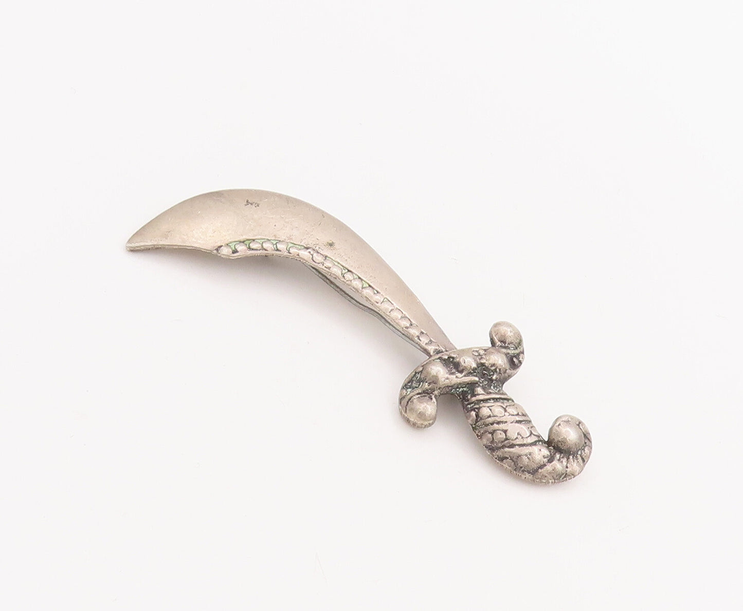 925 Sterling Silver Vintage Brooch Pin Solid Cutout Beaded Sward  BP11096