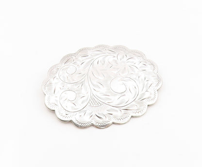 925 Sterling Silver Vintage Brooch Engraved Swirly Floral Scalloped Pin  BP12106
