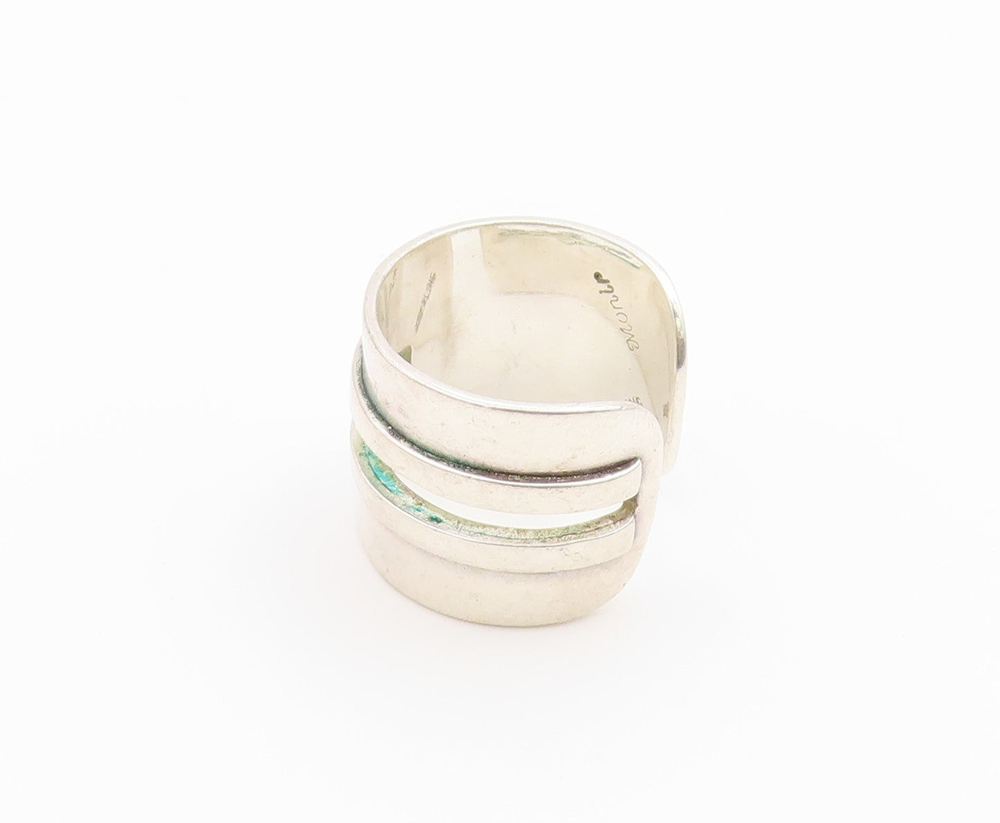 925 Sterling Silver Vintage Ring MONIR Modernist Geometric Band  Sz 6  RG36772