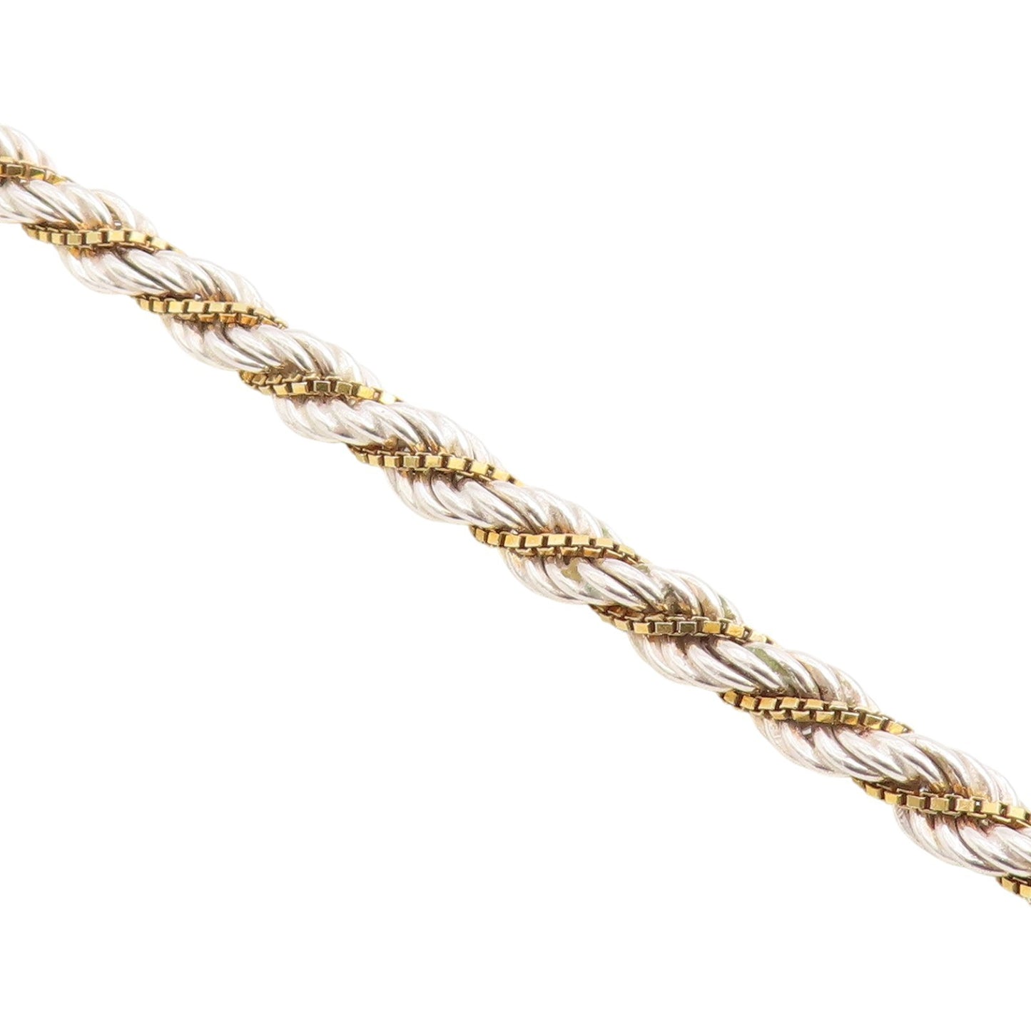 925 Sterling Silver Vintage Bracelet Classic Two Tone Twisted Rope Chain BT12216