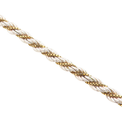925 Sterling Silver Vintage Bracelet Classic Two Tone Twisted Rope Chain BT12216
