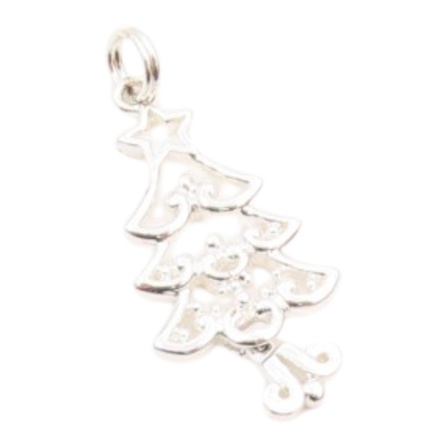 925 Sterling Silver  Vintage Shiny Petite Christmas Tree Pendant  PT18959
