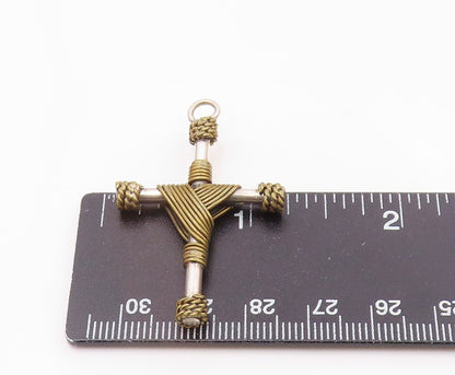 MEXICO 925 Sterling Silver  Vintage Two Tone Religious Cross Pendant  PT17933