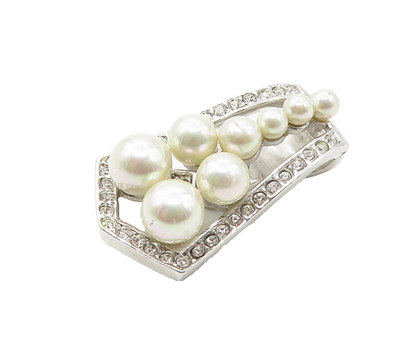 925 Sterling Silver  Shiny Petite Pearls & White Topaz Pendant  PT13776