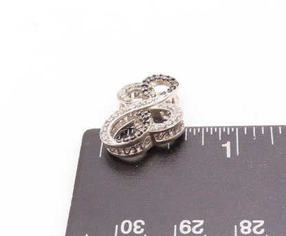 925 Sterling Silver Vintage Pendant Real Diamonds Infinity Hearts  PT23845