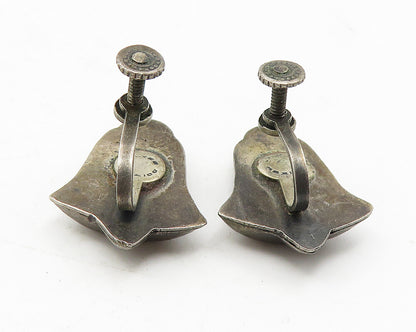 MEXICO 925 Sterling Silver  Vintage Antique Bell Non Pierce Earrings  EG6310
