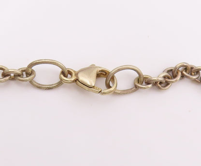 925 Sterling Silver Vintage Necklace Intricate Openwork Disc Long Chain  NE4717