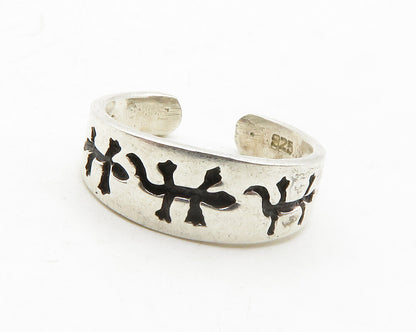 925 Sterling Silver  Vintage Shiny Lizards Petite Band Ring Sz 4  RG13554