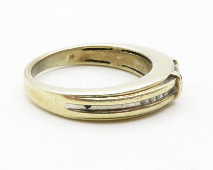 925 Sterling Silver  Vintage Genuine Diamonds Large Band Ring Sz 10.5  RG13825