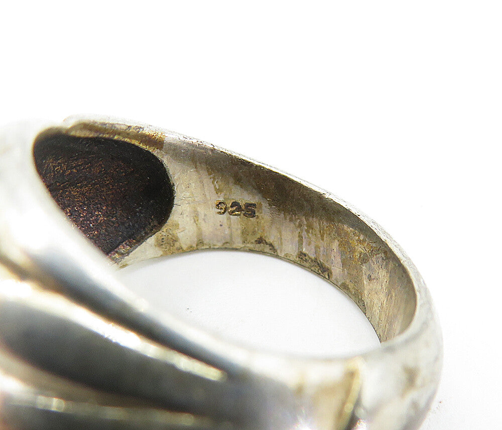 925 Sterling Silver  Vintage Dark Tone Fluted Dome Band Ring Sz 7  RG6448