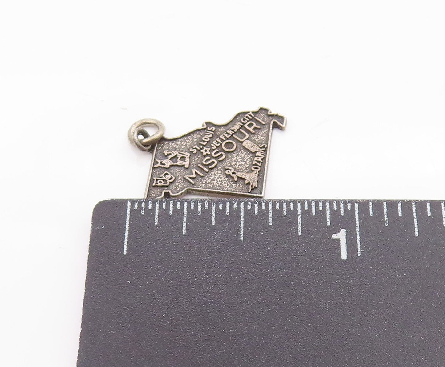 925 Sterling Silver Vintage Pendant Antique Dark Tone Missouri Map Charm PT24632