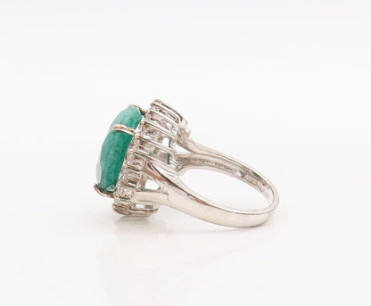 925 Sterling Silver Vintage Ring Round Green Gemstone Halo Topaz  Sz 7  RG29272