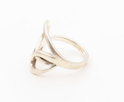 925 Sterling Silver Vintage Ring Interlocking Double Loop Band  Sz 8.5  RG36595
