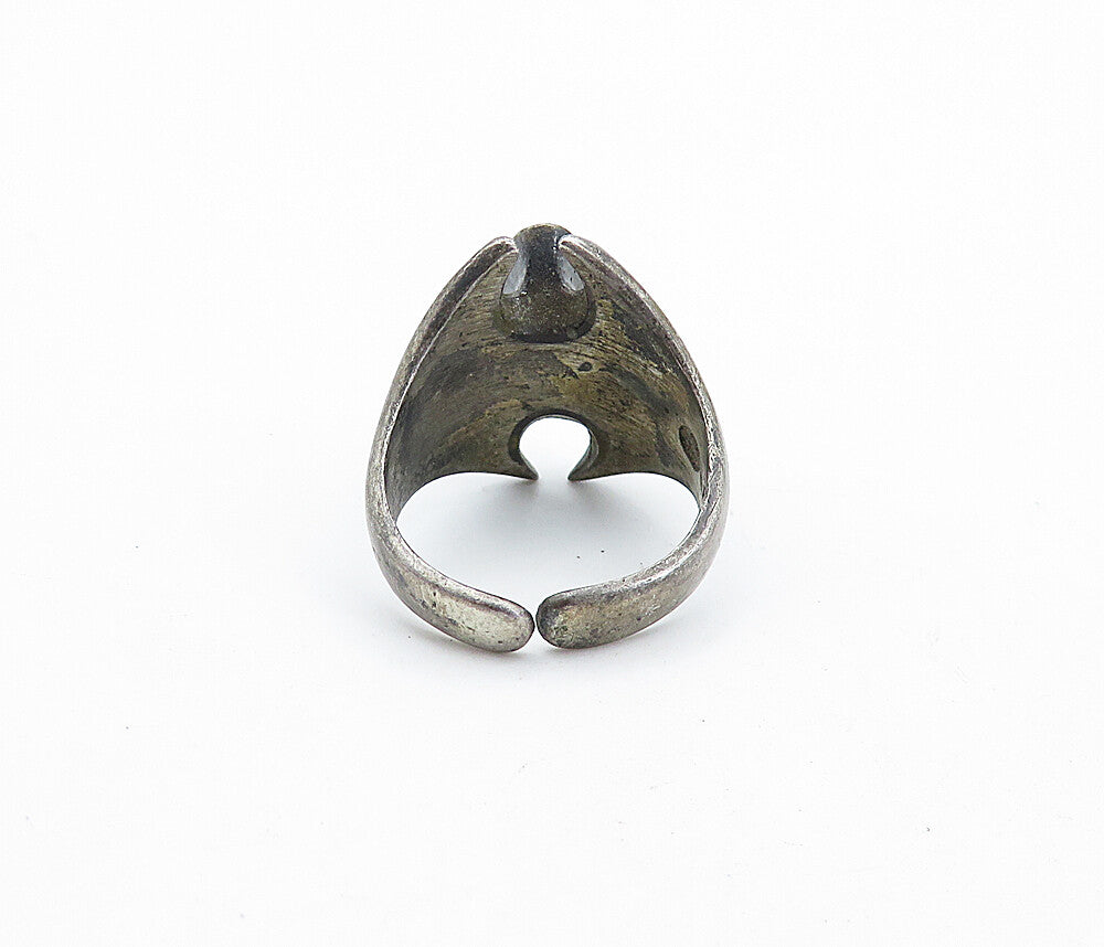 925 Sterling Silver  Vintage Antique Enamel Detail Band Ring Sz 5.5  RG7019