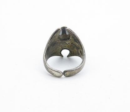 925 Sterling Silver  Vintage Antique Enamel Detail Band Ring Sz 5.5  RG7019