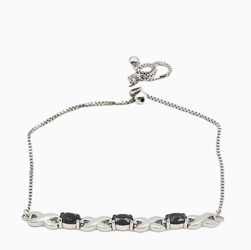 925 Silver  Vintage Sapphire Shiny XO Hugs & Kisses Chain Bracelet  BT7890