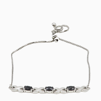 925 Silver  Vintage Sapphire Shiny XO Hugs & Kisses Chain Bracelet  BT7890