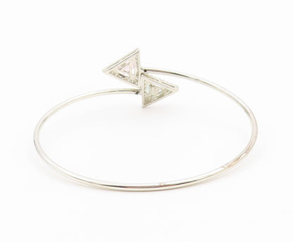 925 Silver  Vintage Dainty Tourmaline & Topaz Triangle Bypass Bracelet  BT9773