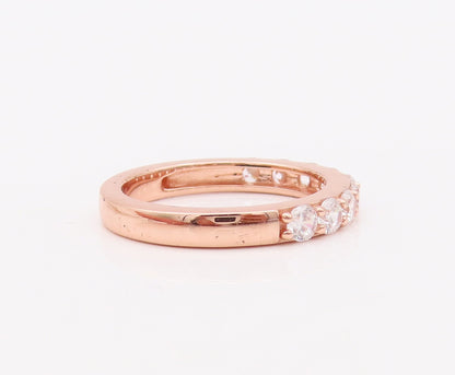 925 Sterling Silver Vintage Ring Rose Gold Plated Round CZ Inlay  Sz 7  RG29318