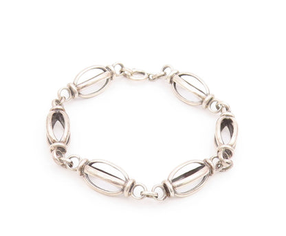 925 Sterling Silver Vintage Bracelet Open Cutout Bead Design  BT11020