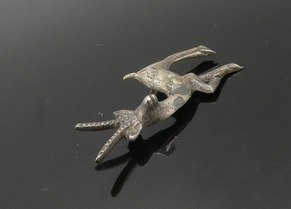 MEXICO 925 Sterling Silver  Vintage Antique Gazelle Animal Brooch Pin  BP8079