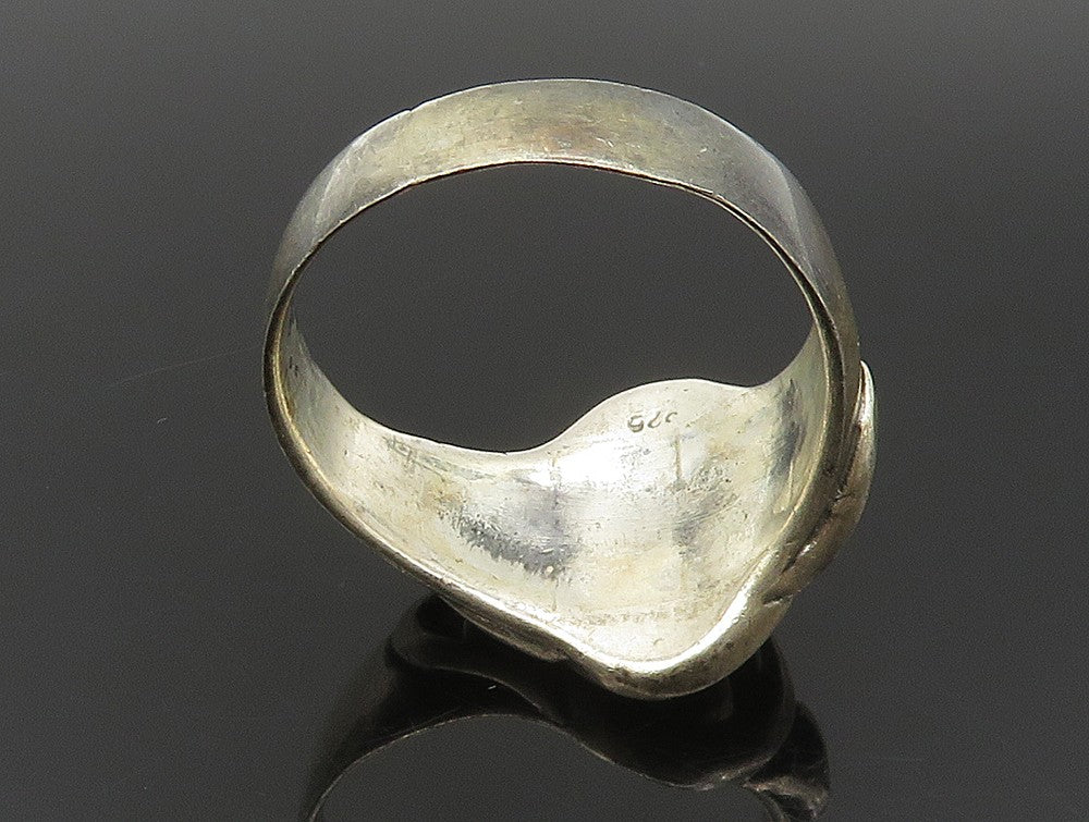 925 Silver Vintage Dark Tone Religious Cross Signet Ring  Sz 13  RG24179