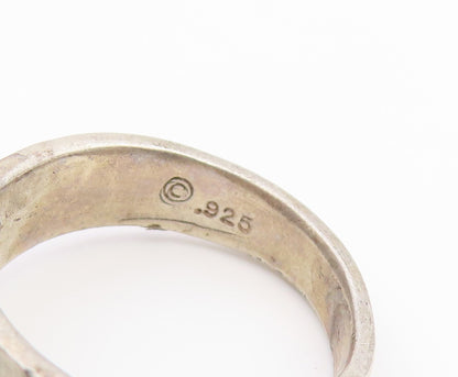 925 Sterling Silver Vintage Ring Classic Carved Sphynx Cat Band  Sz 8  RG36899