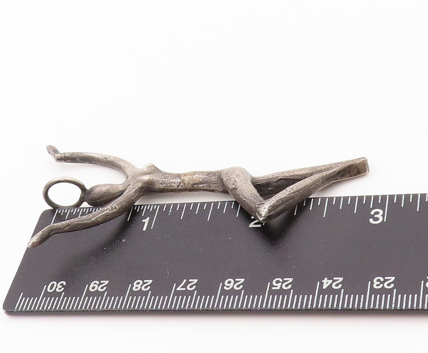 925 Sterling Silver Vintage Pendant Dark Tone Posing Stick Man  PT24029